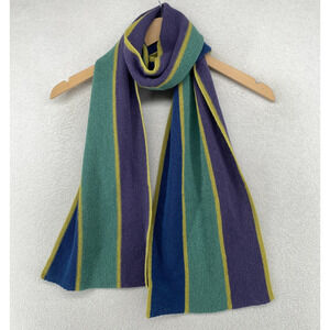 GAMUT Scarf Alpaca Varsity Striped Sweater Knit Wrap Green Blue 10" x 66" Peru